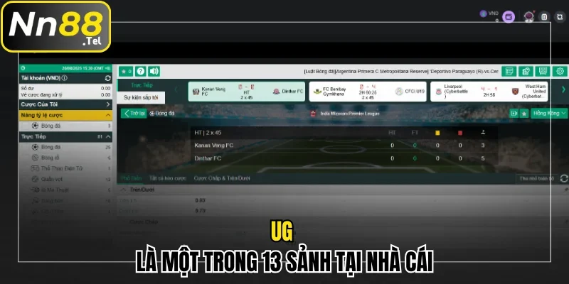 UG là một trong 13 sảnh sports có tại nhà cái